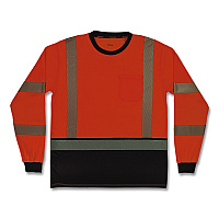 ergodyne GloWear 8371BK Class 3 Performance Hi-Vis Long Sleeve T-Shirt with Black Bottom, Large, Orange (22304)