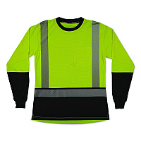 ergodyne GloWear 8278BK Class 2 Women's Performance Hi-Vis Long Sleeve T-Shirt with Black Bottom, X-Small, Lime (22331)