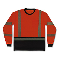 ergodyne GloWear 8371BK Class 3 Performance Hi-Vis Long Sleeve T-Shirt with Black Bottom, 2X-Large, Orange (22306)