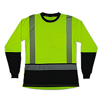 ergodyne GloWear 8278BK Class 2 Women's Performance Hi-Vis Long Sleeve T-Shirt with Black Bottom, Medium, Lime (22333)