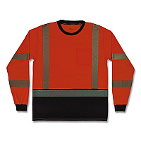 ergodyne GloWear 8371BK Class 3 Performance Hi-Vis Long Sleeve T-Shirt with Black Bottom, 4X-Large, Orange (22308)