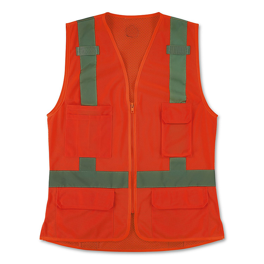 ergodyne GloWear 8247ZW-S Class 2 Women's Hi-Vis Surveyor Vest with Zipper, Polyester, 3X-Large, Orange (22477)