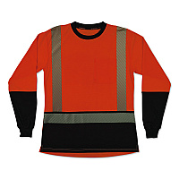 ergodyne GloWear 8278BK Class 2 Women's Performance Hi-Vis Long Sleeve T-Shirt with Black Bottom, X-Small, Orange (22341)