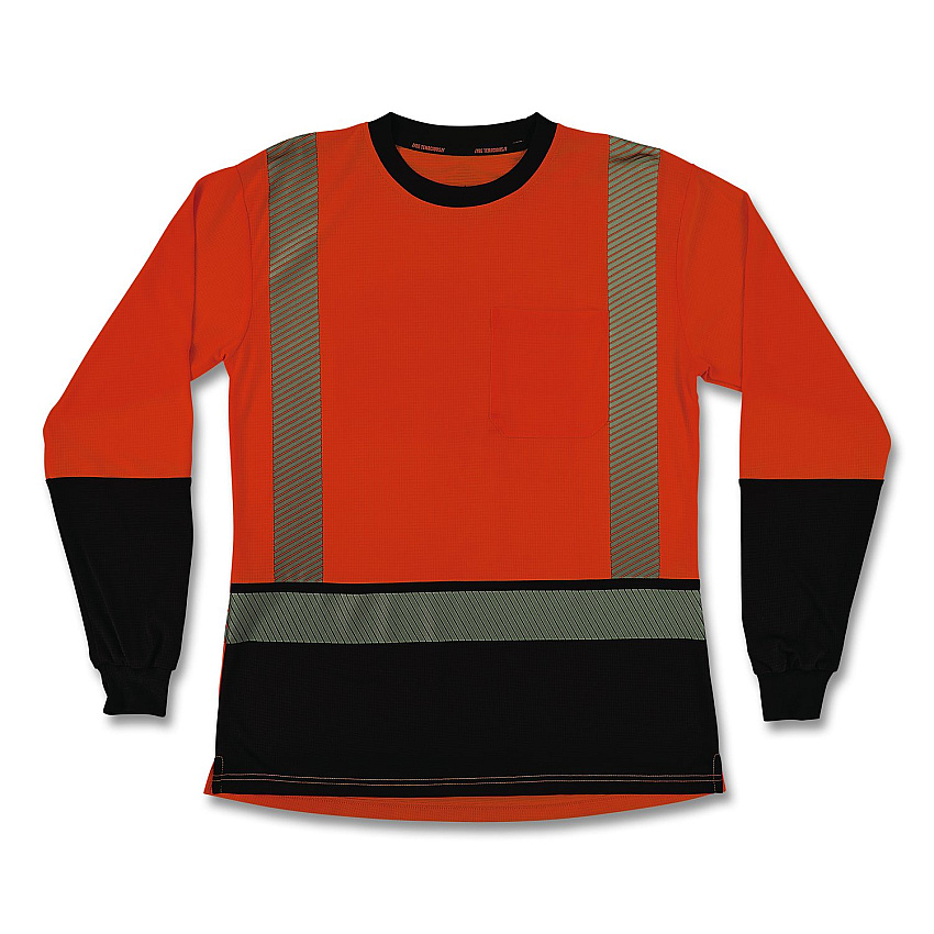 ergodyne GloWear 8278BK Class 2 Women's Performance Hi-Vis Long Sleeve T-Shirt with Black Bottom, Small, Orange (22342)
