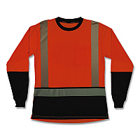 ergodyne GloWear 8278BK Class 2 Women's Performance Hi-Vis Long Sleeve T-Shirt with Black Bottom, Medium, Orange (22343)