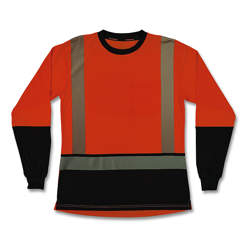 ergodyne GloWear 8278BK Class 2 Women's Performance Hi-Vis Long Sleeve T-Shirt with Black Bottom, Medium, Orange (22343)