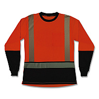ergodyne GloWear 8278BK Class 2 Women's Performance Hi-Vis Long Sleeve T-Shirt with Black Bottom, 2X-Large, Orange (22346)