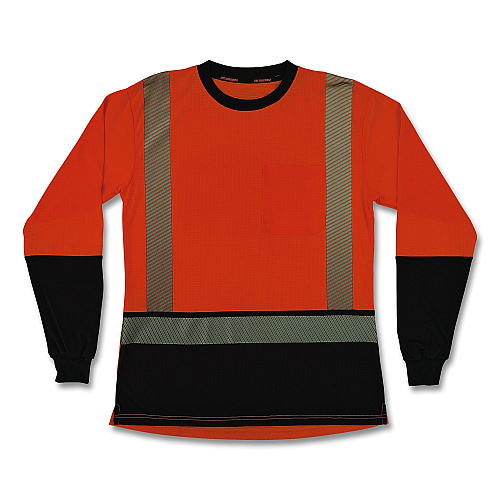 ergodyne GloWear 8278BK Class 2 Women's Performance Hi-Vis Long Sleeve T-Shirt with Black Bottom, 2X-Large, Orange (22346)