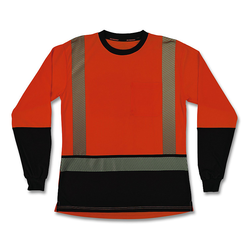 ergodyne GloWear 8278BK Class 2 Women's Performance Hi-Vis Long Sleeve T-Shirt with Black Bottom, 2X-Large, Orange (22346)