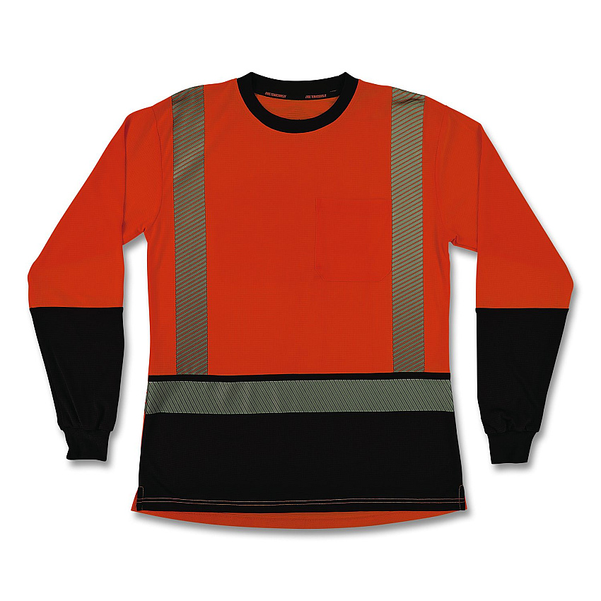 ergodyne GloWear 8278BK Class 2 Women's Performance Hi-Vis Long Sleeve T-Shirt with Black Bottom, 3X-Large, Orange (22347)