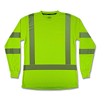 ergodyne GloWear 8387 Class 3 Women's Performance Hi-Vis Long Sleeve T-Shirt, Medium, Lime (22353)