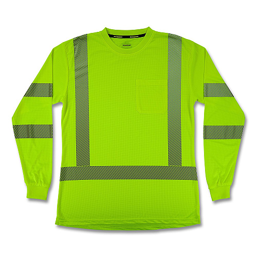 ergodyne GloWear 8387 Class 3 Women's Performance Hi-Vis Long Sleeve T-Shirt, Medium, Lime (22353)