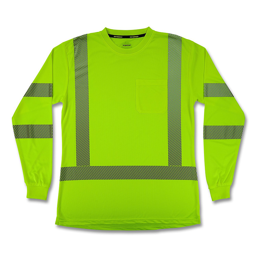 ergodyne GloWear 8387 Class 3 Women's Performance Hi-Vis Long Sleeve T-Shirt, Medium, Lime (22353)