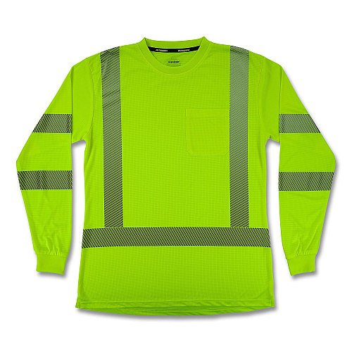 ergodyne GloWear 8387 Class 3 Women's Performance Hi-Vis Long Sleeve T-Shirt, 2X-Large, Lime (22356)