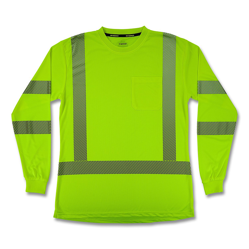 ergodyne GloWear 8387 Class 3 Women's Performance Hi-Vis Long Sleeve T-Shirt, 2X-Large, Lime (22356)