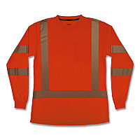 ergodyne GloWear 8387 Class 3 Women's Performance Hi-Vis Long Sleeve T-Shirt, Small, Orange (22362)