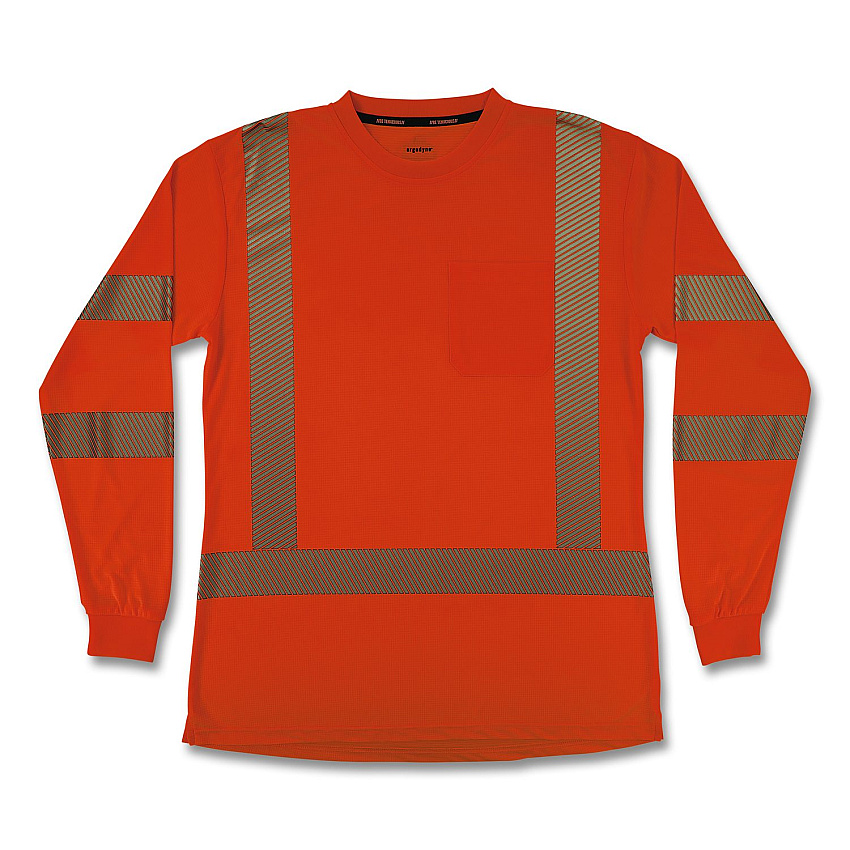 ergodyne GloWear 8387 Class 3 Women's Performance Hi-Vis Long Sleeve T-Shirt, Medium, Orange (22363)