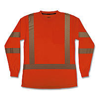 ergodyne GloWear 8387 Class 3 Women's Performance Hi-Vis Long Sleeve T-Shirt, Large, Orange (22364)