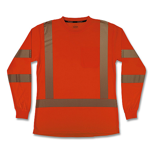 ergodyne GloWear 8387 Class 3 Women's Performance Hi-Vis Long Sleeve T-Shirt, Large, Orange (22364)