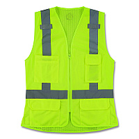 ergodyne GloWear 8247ZW-S Class 2 Women's Hi-Vis Surveyor Vest with Zipper, Polyester, Medium, Lime (22463)