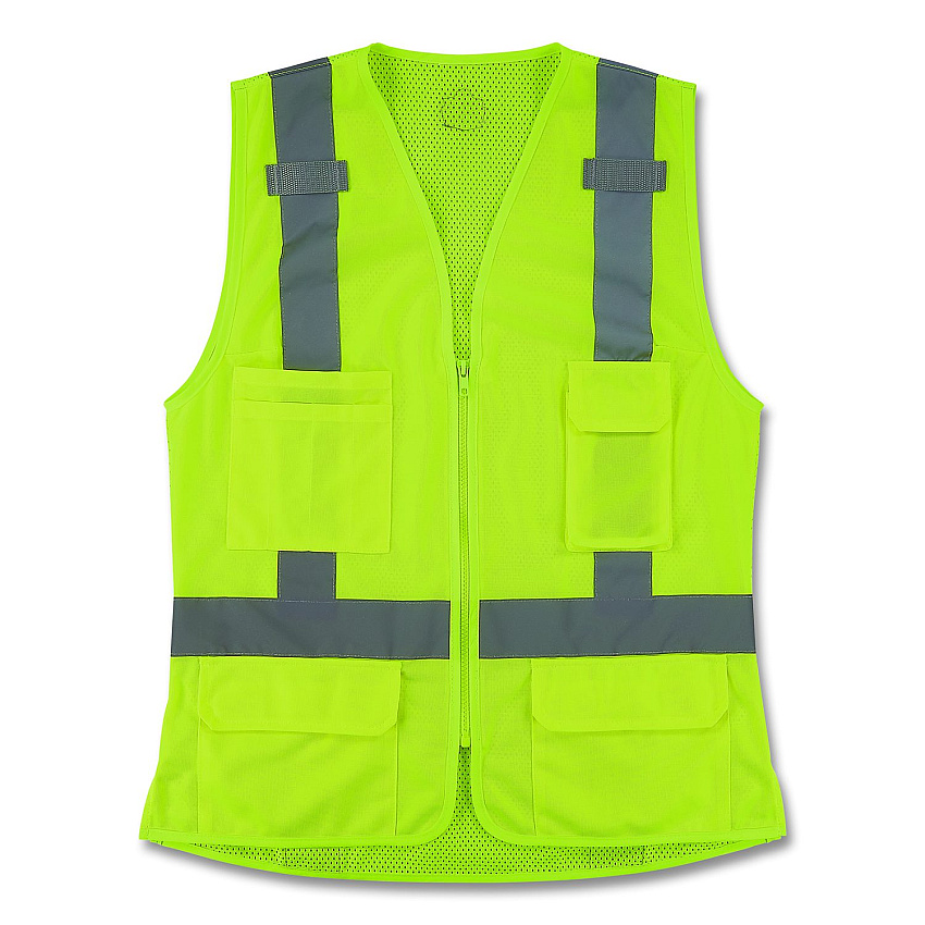 ergodyne GloWear 8247ZW-S Class 2 Women's Hi-Vis Surveyor Vest with Zipper, Polyester, Large, Lime (22464)