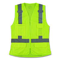 ergodyne GloWear 8247ZW-S Class 2 Women's Hi-Vis Surveyor Vest with Zipper, Polyester, X-Large, Lime (22465)