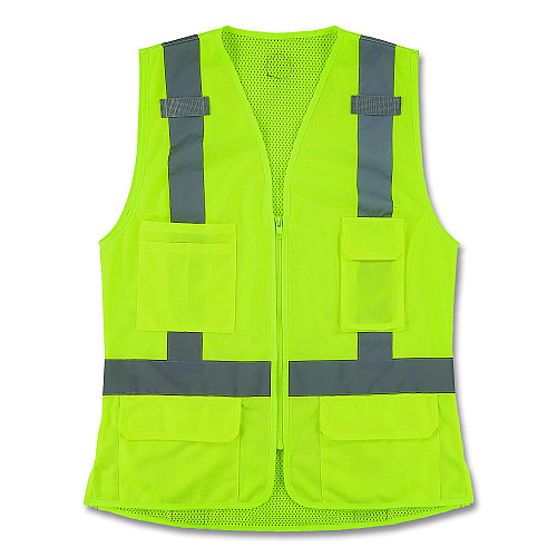 ergodyne GloWear 8247ZW-S Class 2 Women's Hi-Vis Surveyor Vest with Zipper, Polyester, X-Large, Lime (22465)