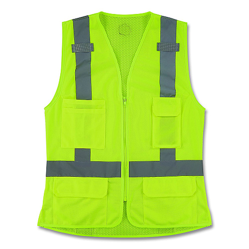 ergodyne GloWear 8247ZW-S Class 2 Women's Hi-Vis Surveyor Vest with Zipper, Polyester, 2X-Large, Lime (22466)