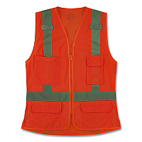 ergodyne GloWear 8247ZW-S Class 2 Women's Hi-Vis Surveyor Vest with Zipper, Polyester, Small, Orange (22472)
