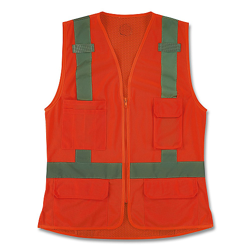 ergodyne GloWear 8247ZW-S Class 2 Women's Hi-Vis Surveyor Vest with Zipper, Polyester, Small, Orange (22472)