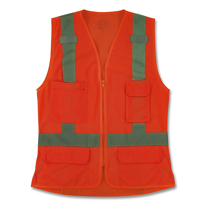 ergodyne GloWear 8247ZW-S Class 2 Women's Hi-Vis Surveyor Vest with Zipper, Polyester, Small, Orange (22472)