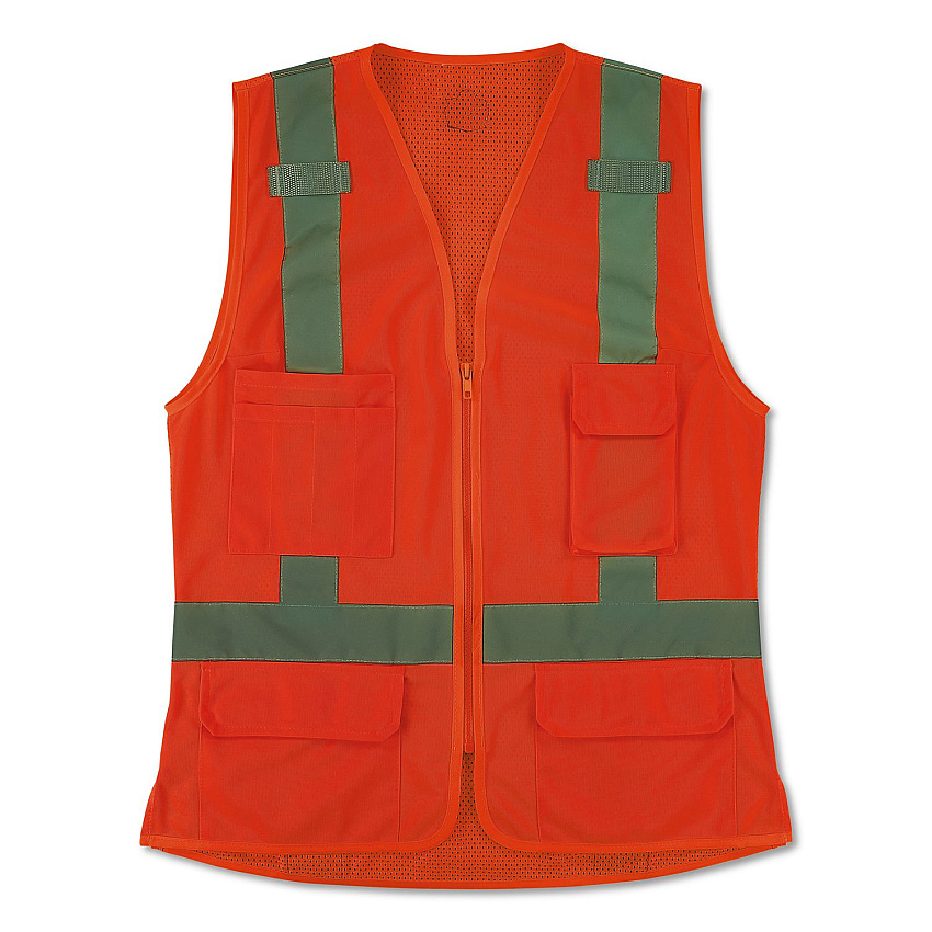 ergodyne GloWear 8247ZW-S Class 2 Women's Hi-Vis Surveyor Vest with Zipper, Polyester, X-Large, Orange (22475)