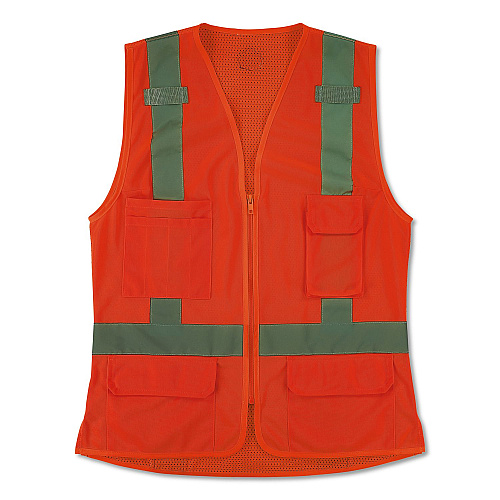 ergodyne GloWear 8247ZW-S Class 2 Women's Hi-Vis Surveyor Vest with Zipper, Polyester, 2X-Large, Orange (22476)