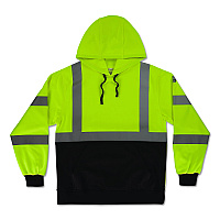 ergodyne GloWear 8311BK Class 3 Essential Hi-Vis Hooded Sweatshirt with Black Bottom, 2X-Large, Lime (22876)