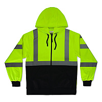 ergodyne GloWear 8312BK Class 3 Essential Hi-Vis Hooded Zip-Up Sweatshirt with Black Bottom, 5X-Large, Lime (22939)