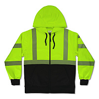 ergodyne GloWear 8318BK Class 3 Performance Hi-Vis Hooded Zip-Up Sweatshirt with Black Bottom, 5X-Large, Lime (23069)