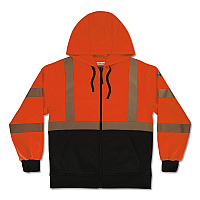 ergodyne GloWear 8318BK Class 3 Performance Hi-Vis Hooded Zip-Up Sweatshirt with Black Bottom, Medium, Orange (23073)