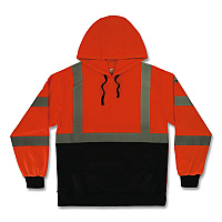 ergodyne GloWear 8311BK Class 3 Essential Hi-Vis Hooded Sweatshirt with Black Bottom, X-Large, Orange (22885)