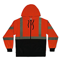 ergodyne GloWear 8312BK Class 3 Essential Hi-Vis Hooded Zip-Up Sweatshirt with Black Bottom, X-Large, Orange (22945)
