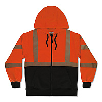 ergodyne GloWear 8318BK Class 3 Performance Hi-Vis Hooded Zip-Up Sweatshirt with Black Bottom, 2X-Large, Orange (23076)