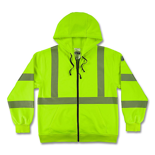 ergodyne GloWear 8305W Class 3 Women's Performance Hi-Vis Hooded Zip-Up Sweatshirt, Medium, Lime (22893)