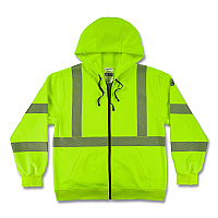 ergodyne GloWear 8305W Class 3 Women's Performance Hi-Vis Hooded Zip-Up Sweatshirt, Large, Lime (22894)