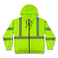 ergodyne GloWear 8305W Class 3 Women's Performance Hi-Vis Hooded Zip-Up Sweatshirt, X-Large, Lime (22895)