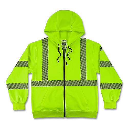 ergodyne GloWear 8305W Class 3 Women's Performance Hi-Vis Hooded Zip-Up Sweatshirt, X-Large, Lime (22895)