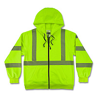 ergodyne GloWear 8305W Class 3 Women's Performance Hi-Vis Hooded Zip-Up Sweatshirt, 2X-Large, Lime (22896)