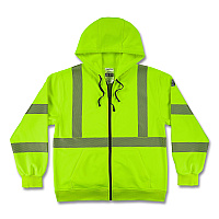 ergodyne GloWear 8305W Class 3 Women's Performance Hi-Vis Hooded Zip-Up Sweatshirt, 3X-Large, Lime (22897)