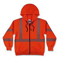 ergodyne GloWear 8305W Class 3 Women's Performance Hi-Vis Hooded Zip-Up Sweatshirt, Small, Orange (22902)