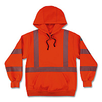 ergodyne GloWear 8304W Class 3 Women's Performance Hi-Vis Hooded Sweatshirt, Small, Orange (23122)