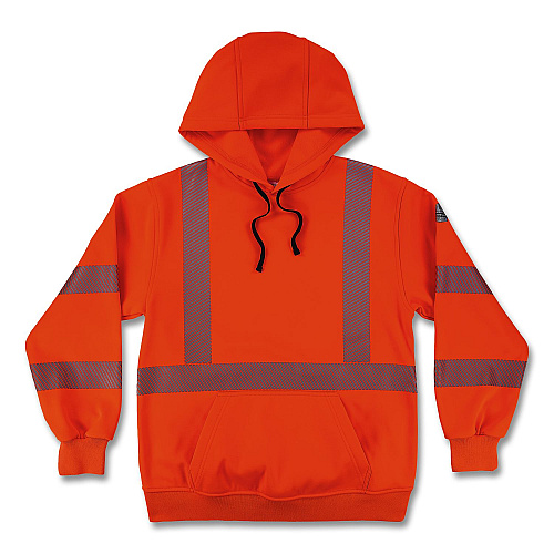 ergodyne GloWear 8304W Class 3 Women's Performance Hi-Vis Hooded Sweatshirt, Small, Orange (23122)