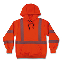 ergodyne GloWear 8304W Class 3 Women's Performance Hi-Vis Hooded Sweatshirt, Large, Orange (23124)